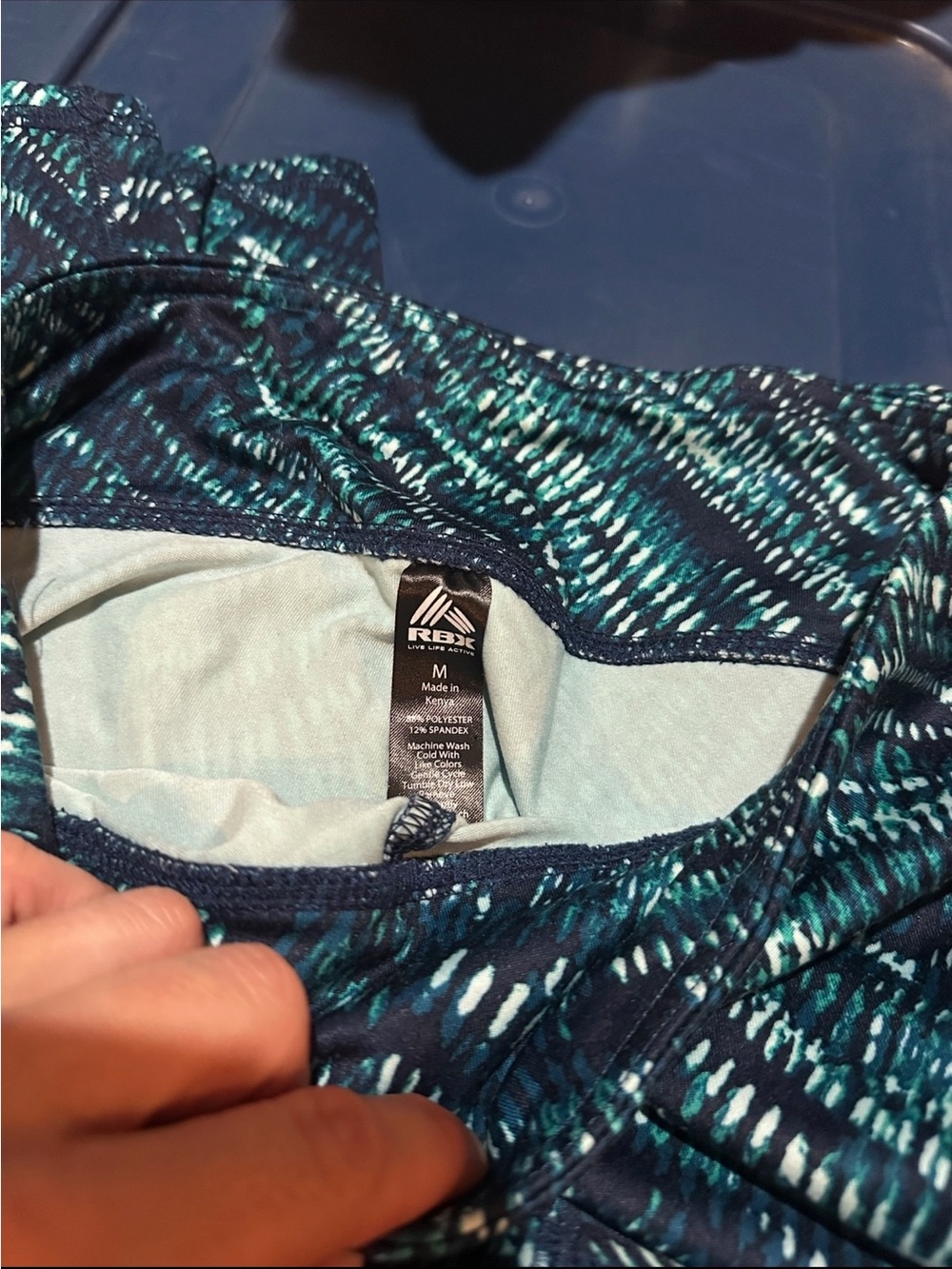 RBX Patterned Workout Pants - Teal & Navy